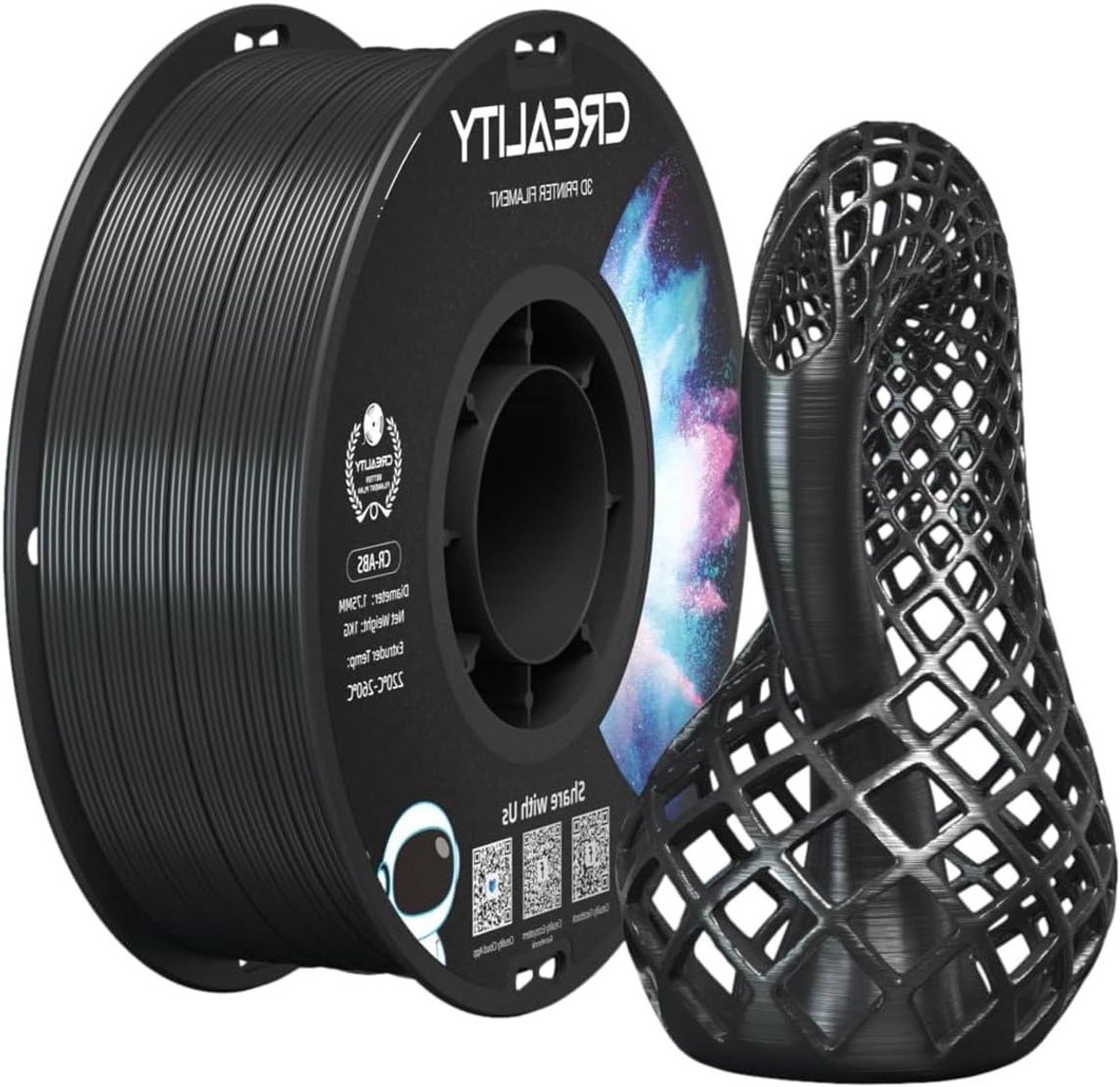 ABS Filament - 3D Printer Draad - 3D Printen - Hoge Slagvastheid - 1 kg - Zwart