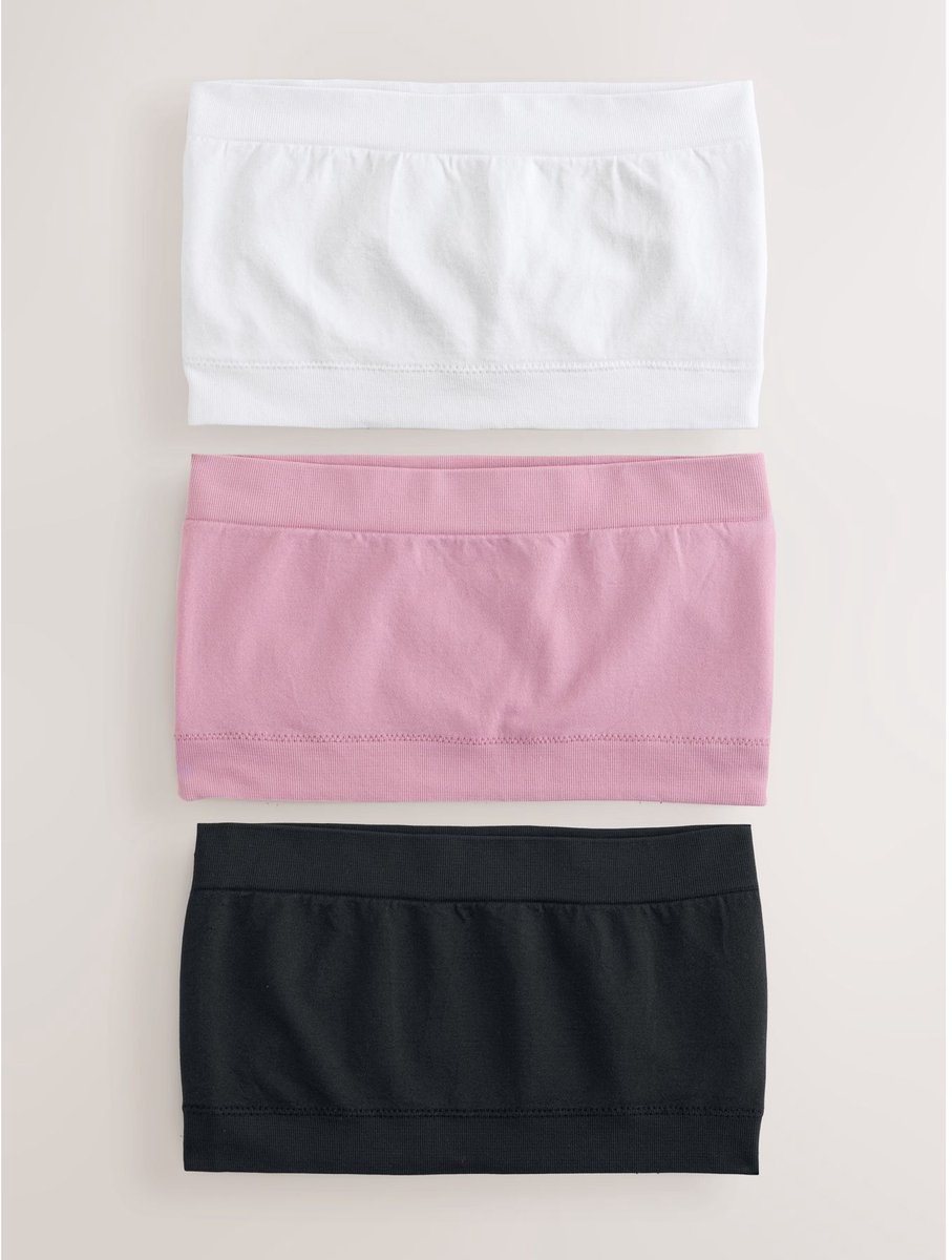 Next Dames - Naadloze Ultimate Comfort bandeau-bh’s, set van 3 - Zwart Black/Pink/White