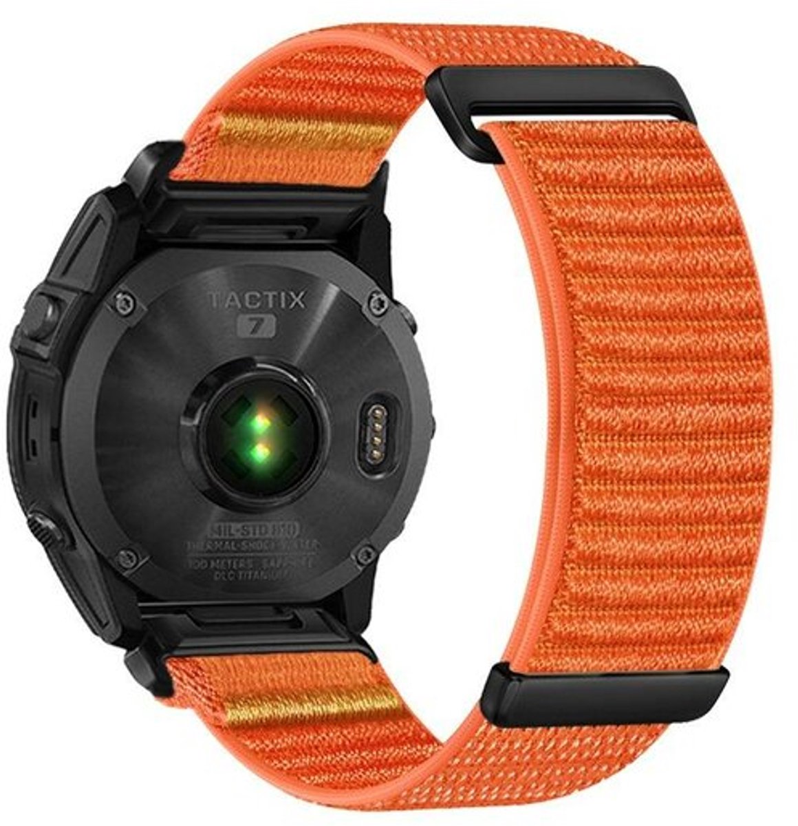 By Qubix - Geschikt voor Garmin bandje - 22mm Quickfit - Nylon Sport Loop bandje - Oranje - Geschikt voor Garmin Descent G2