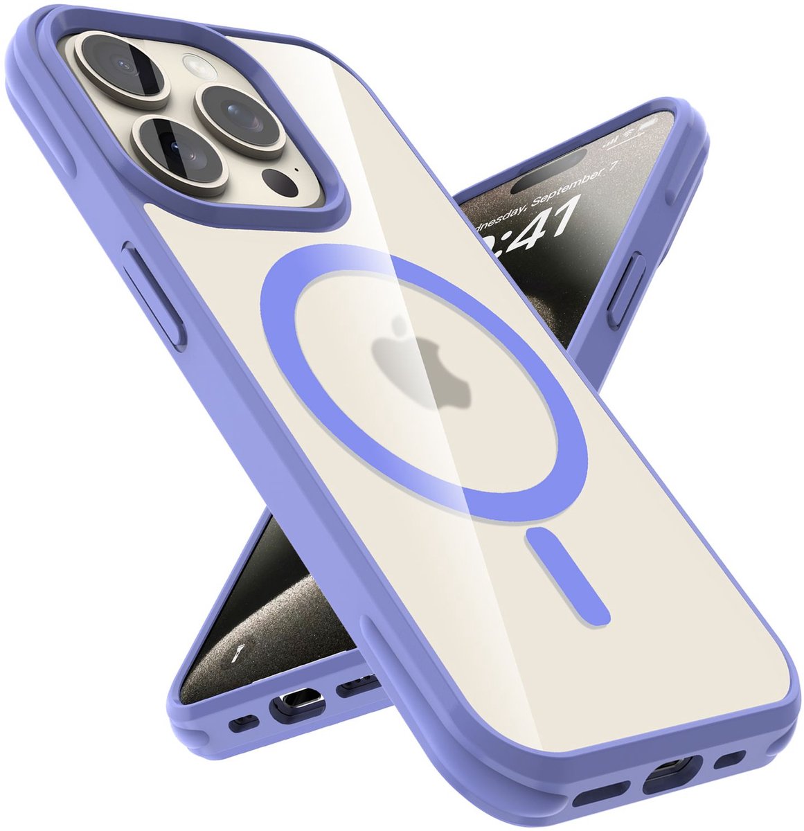 Hoesje geschikt voor iPhone 15 PRO MAX in Lichtpaars Case geschikt voor Magsafe