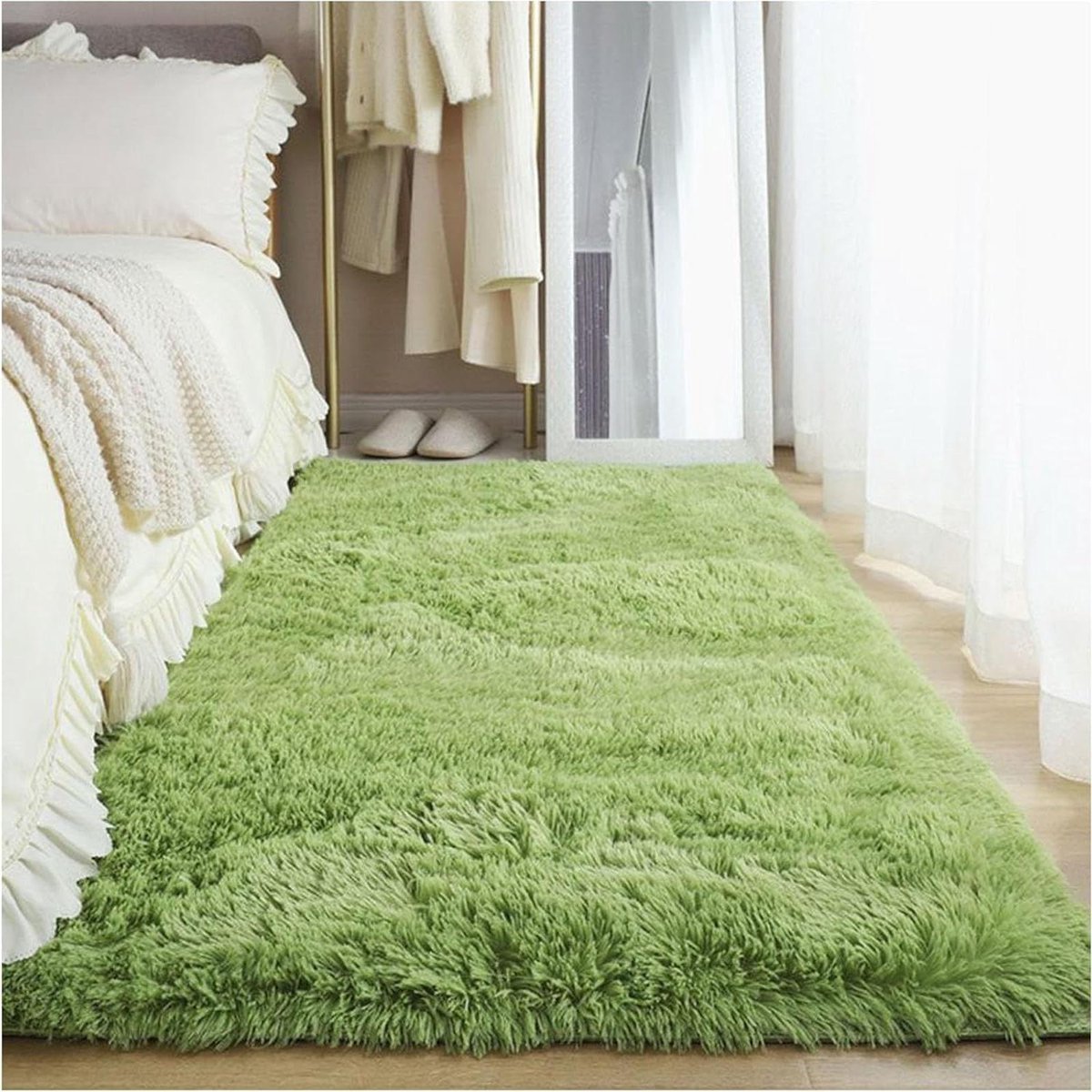 Shaggy Pluche Tapijt - Hoogpolig Vloerkleed - Woonkamer Decoratie - Antislip Onderkant - 1