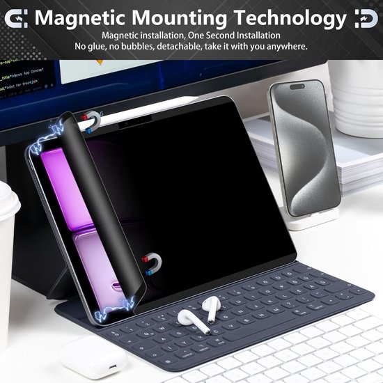 Magnetische Inkijkbescherming - Privacyfilter Anti-Spy - Bescherming Privacy - Afneembaar Anti-Blauw Licht - 13 inch - Mat van Merkloos — afbeelding 5