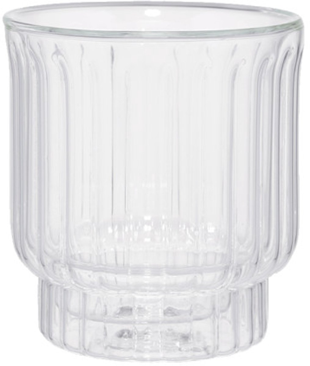 Dubbelwandig latte glas met groeven CHiATO, 300 ml – Transparant