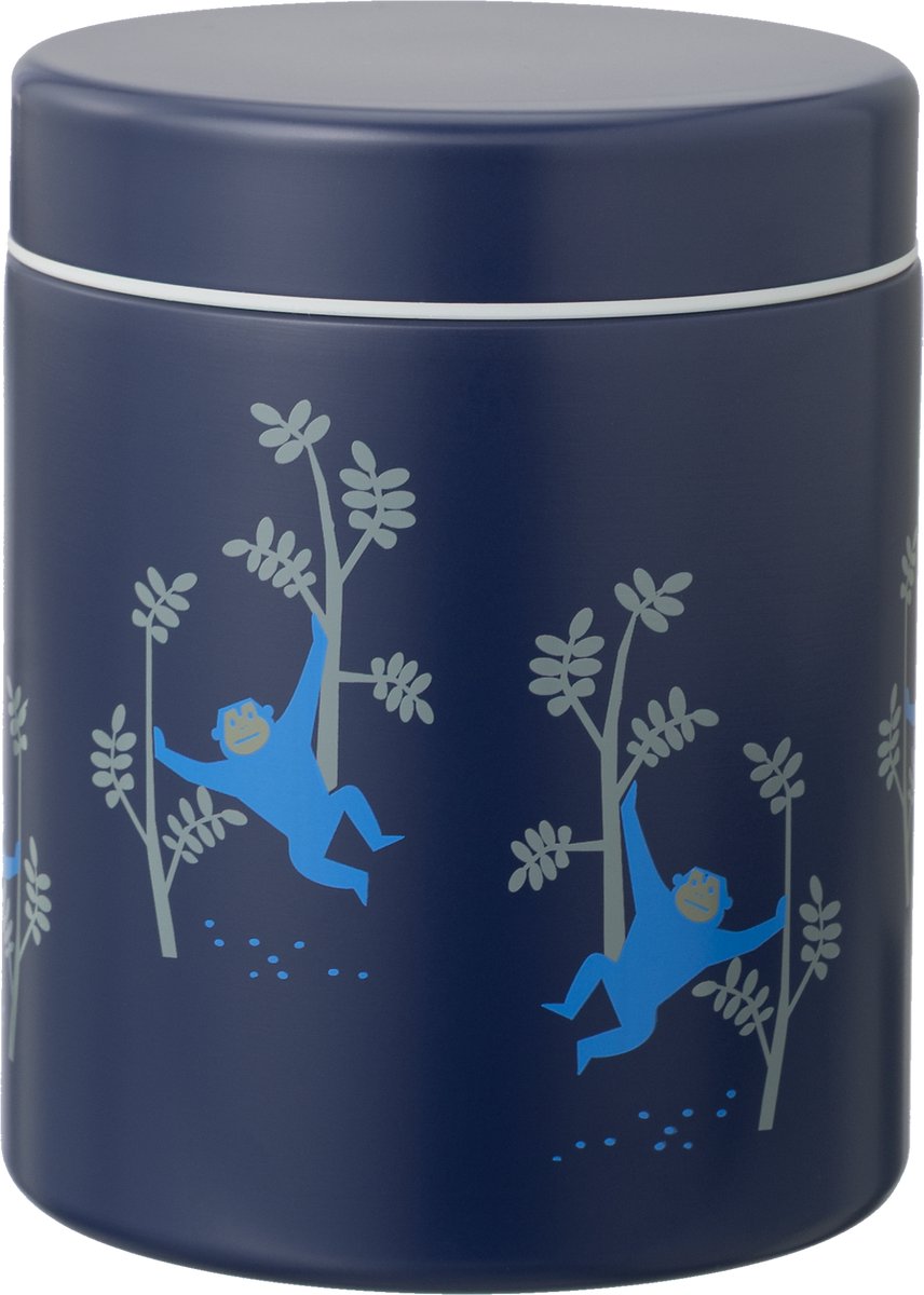 FreskThermos Lunchbox 500 ml - RVS Voedselcontainer – BPA-vrij – Lekvrije dop – Thermosbeker – Food Jar tot 6 Uur Warm – Lunchpot - Voedselpot - Blauw - Monkey