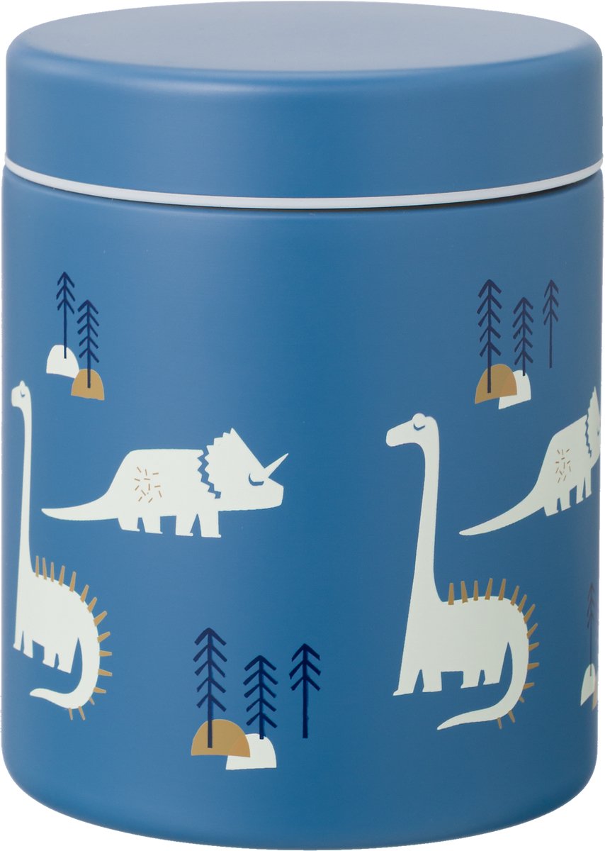 FreskThermos Lunchbox 500 ml - RVS Voedselcontainer – BPA-vrij – Lekvrije dop – Thermosbeker – Food Jar tot 6 Uur Warm – Lunchpot - Voedselpot - Blauw - Dino