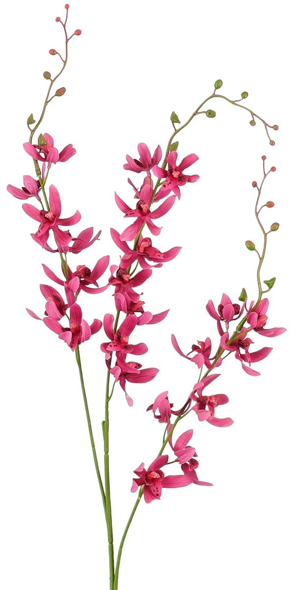 Mica Decorations Kunstbloem Orchidee Floristic - H95 cm - roze - kunststof - stelen kunstbloemen - boeket - kleine bloemetjes Fuchsia