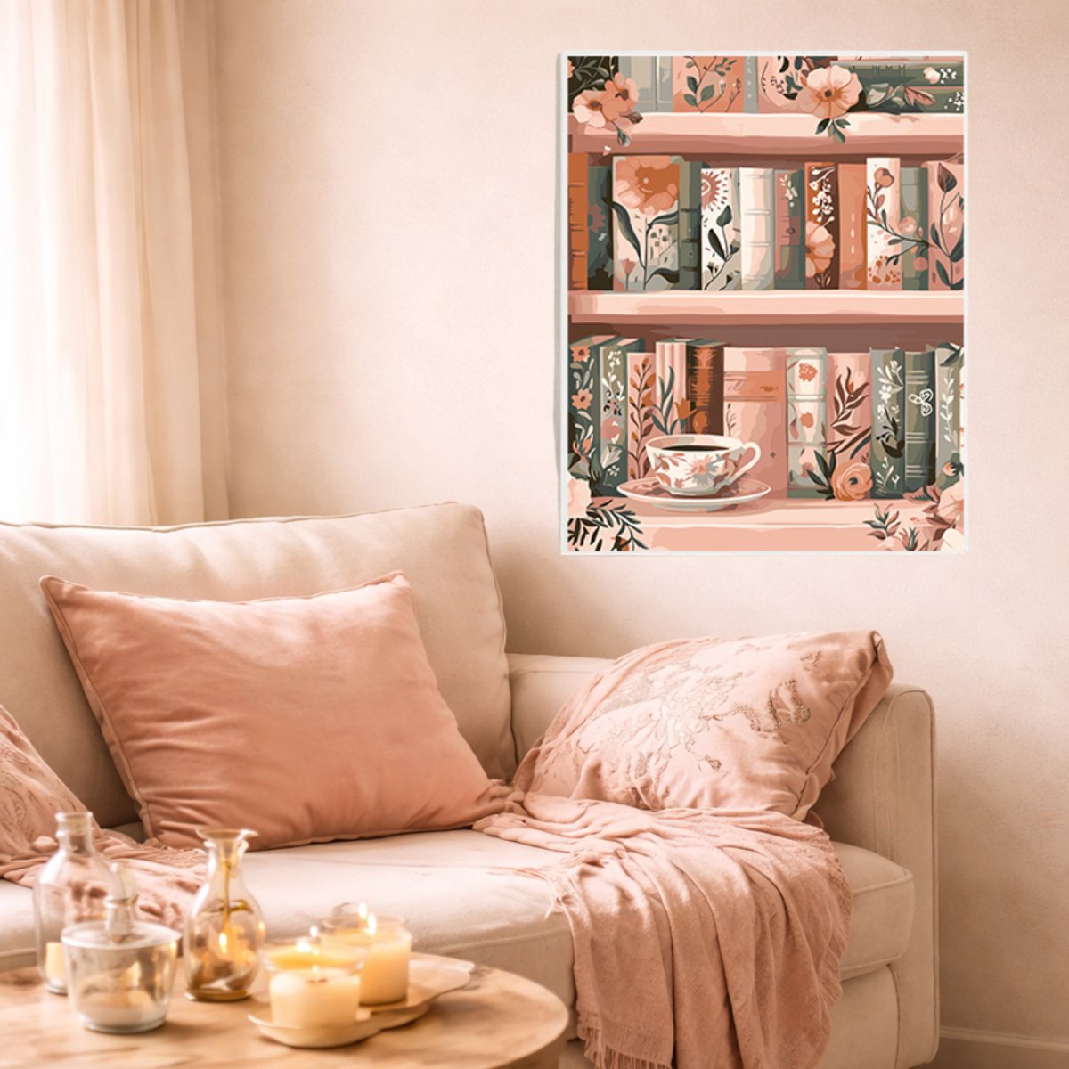 Paint by numbers – schilderen op nummer – DIY decoratie – Boekenplank – A Quiet Pink Corner — afbeelding 5
