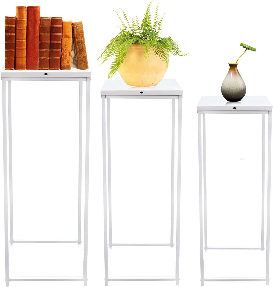 Metalen bloemenstandaard - Plantenstandaard vierkant - Decoratie bruiloft - Stevig lassen glad - 33 x 33 x 82 cm - Wit