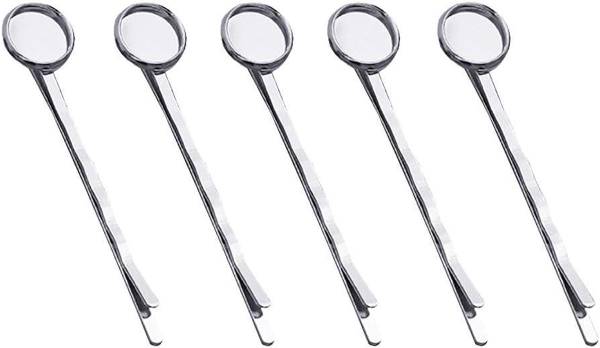 Haarspelden Set - Haar Clips - Diy Knutselen - Met Ronde Lade - 20 Stuks - Zilver