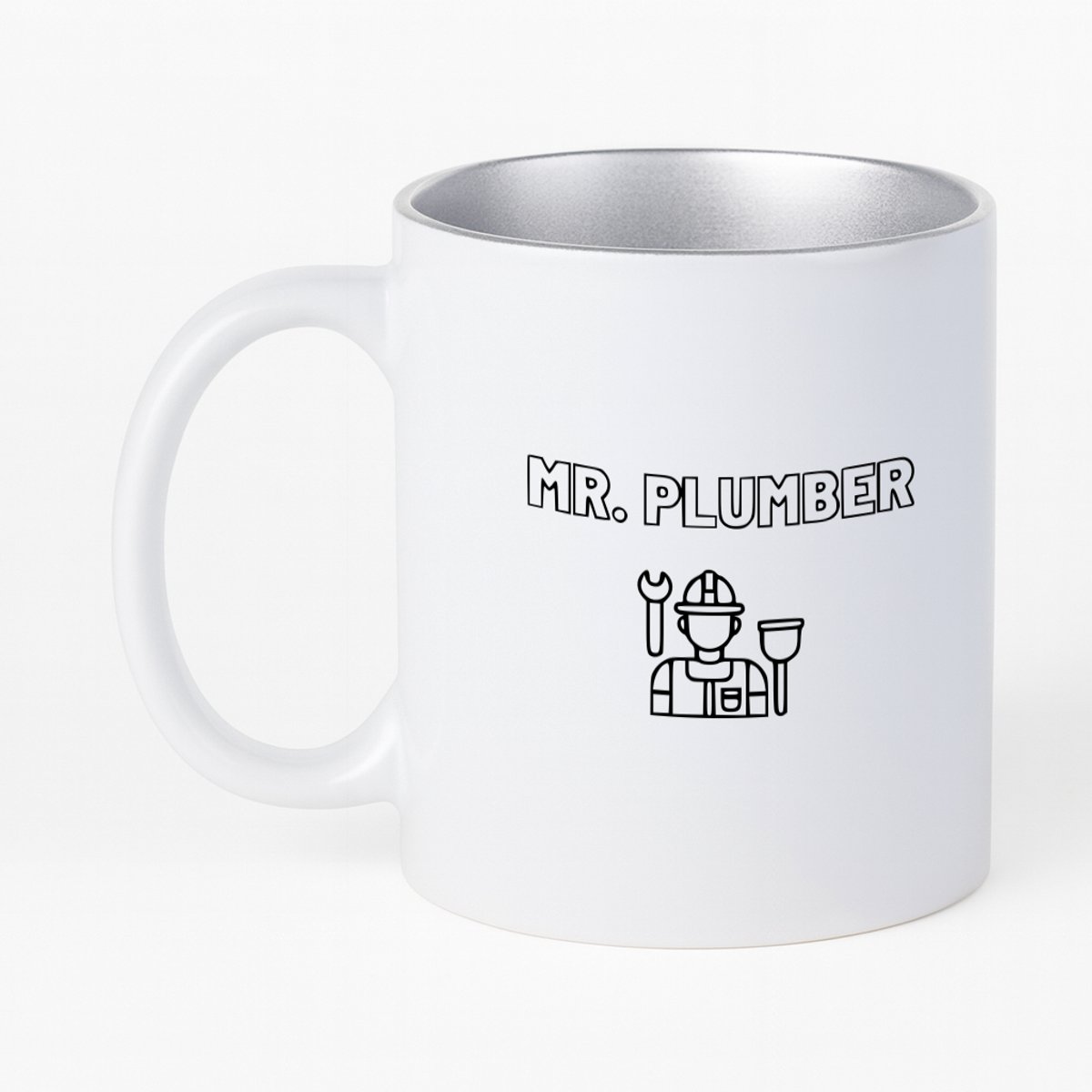 Hacebo® - Loodgieter MR. plumber koffiebeker met zilver kleurige binnenkant - Loodgieter - Familie vrienden collega - thee mok - koffie beker - Cadeau - koffiemok - 330 ML