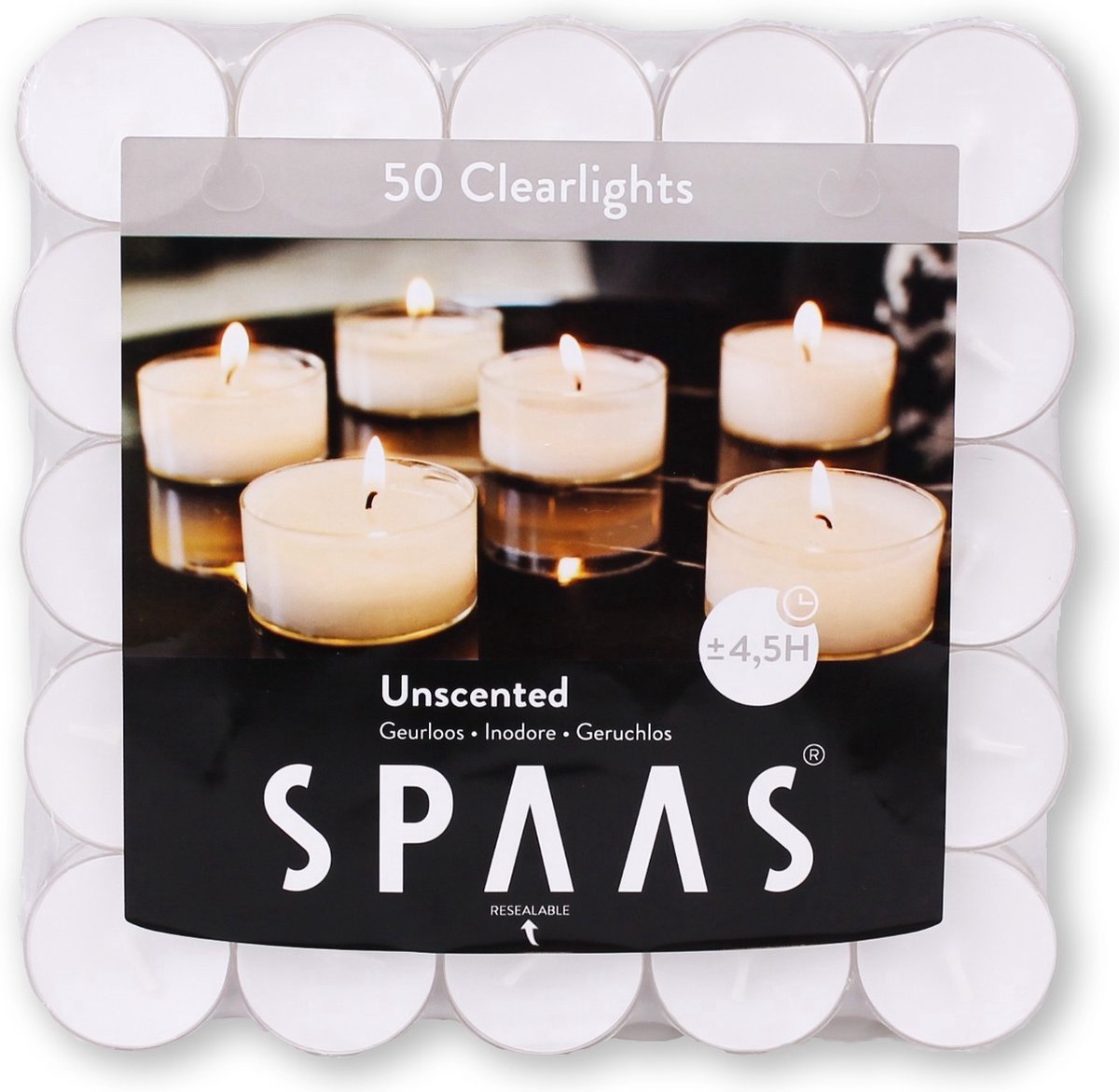 Clearlights theelichtjes in doorzichtige cups - 4,5 uren - set van 200 stuks