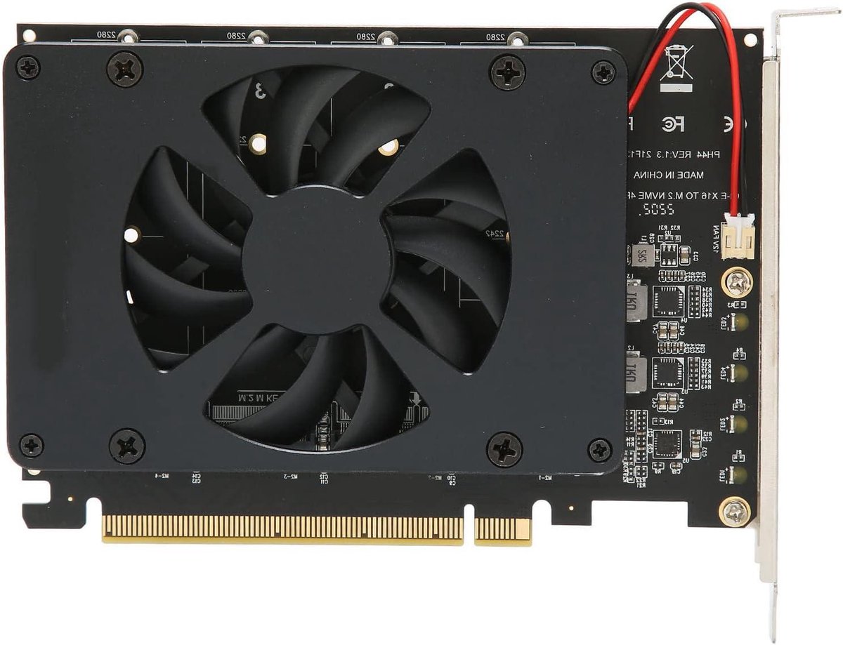 M.2 PCIe Adapter - NVMe SSD Kaart - Opslag Uitbreiden - 4x 32Gbps Snelheid - 4x M.2 SSD - Groen