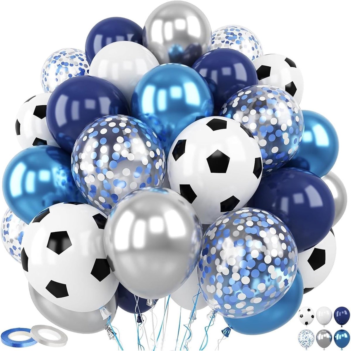 50 Stuks Blauwe Voetbal Ballonnen Set voor Feestdecoratie en Verjaardagsfeestjes
