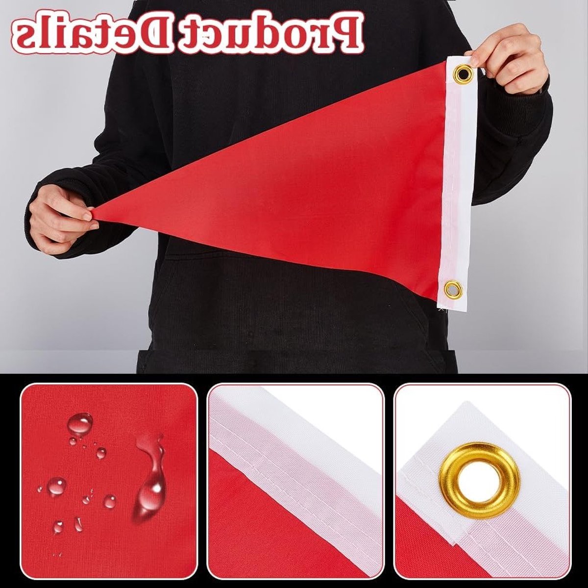 Set van 4 driehoekige bootvlaggen van polyester, 44 x 28,5 cm, blanco wimpelvlaggen met messing doorvoertules voor boten, zeilen en buitengebruik