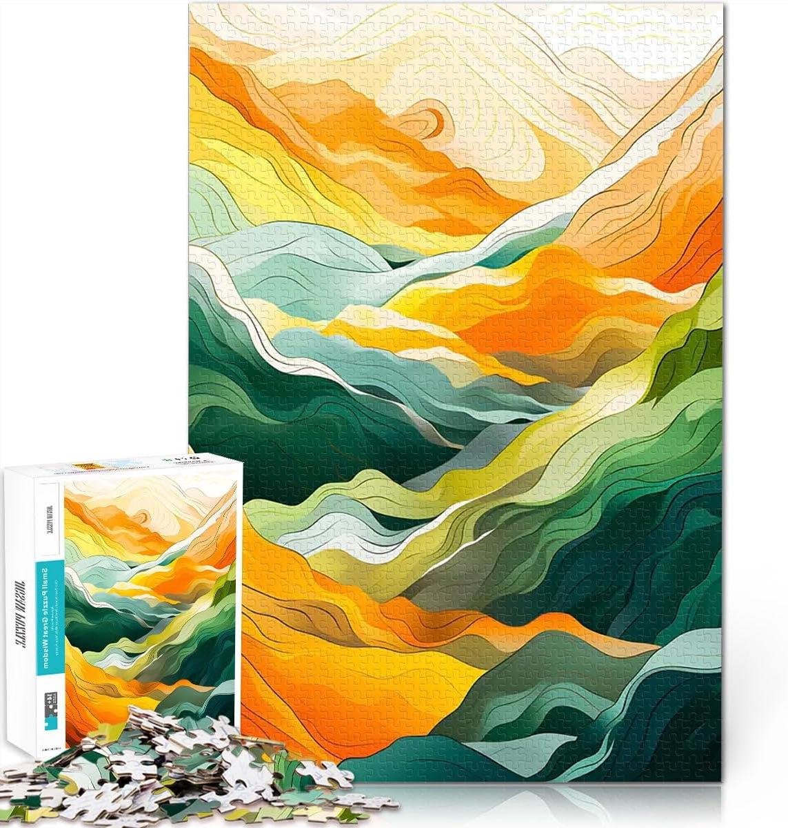 Volwassen Puzzel - 1000 Stukjes - Ontspanning en Decoratie - Hoge Kleurweergave - 52x38cm - Abstract Landschap