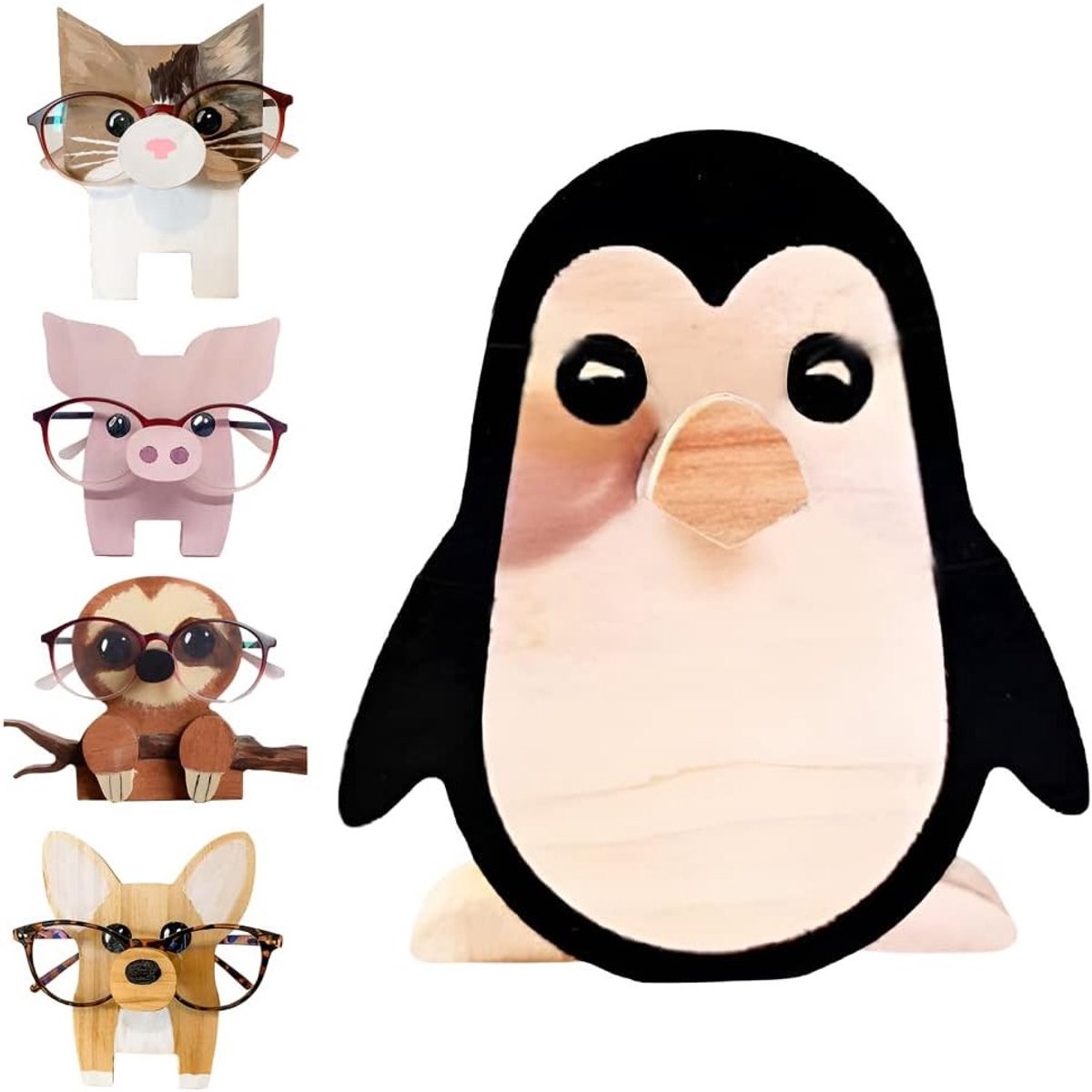 Houten Brilhouder met Schattig Dierontwerp, Ideaal voor Zonnebrillen en Brilaccessoires, Perfect voor Bureau en Slaapkamer Decor