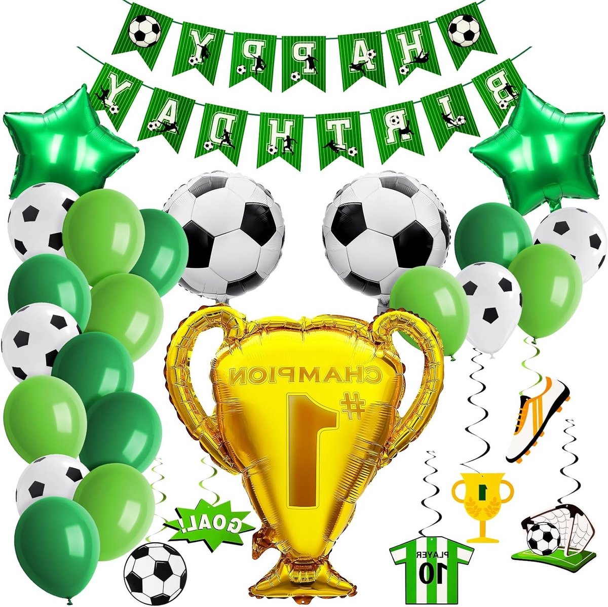 Voetbal Verjaardagsfeest Decoraties, Feestelijke Banners en Ballonnen Set voor Voetbalthema, Perfect voor Verjaardagen en Sportfeesten