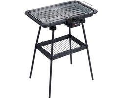 alpina Elektrische BBQ 2-In-1 2200W - Electrische BBQ Tafelmodel met Thermostaat - Elektrische Grill met Warmhoudfunctie - Tafelgrill Electrisch met Verstelbaar Rooster - 51 x 30 cm - Zwart