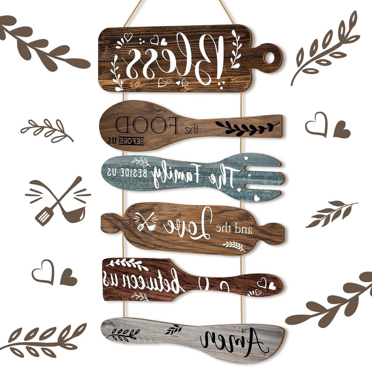 Keuken Wanddecoratie - Rustieke Borden - Sfeer Creëren - 6 Delige Set - Onregelmatig - Multicolor