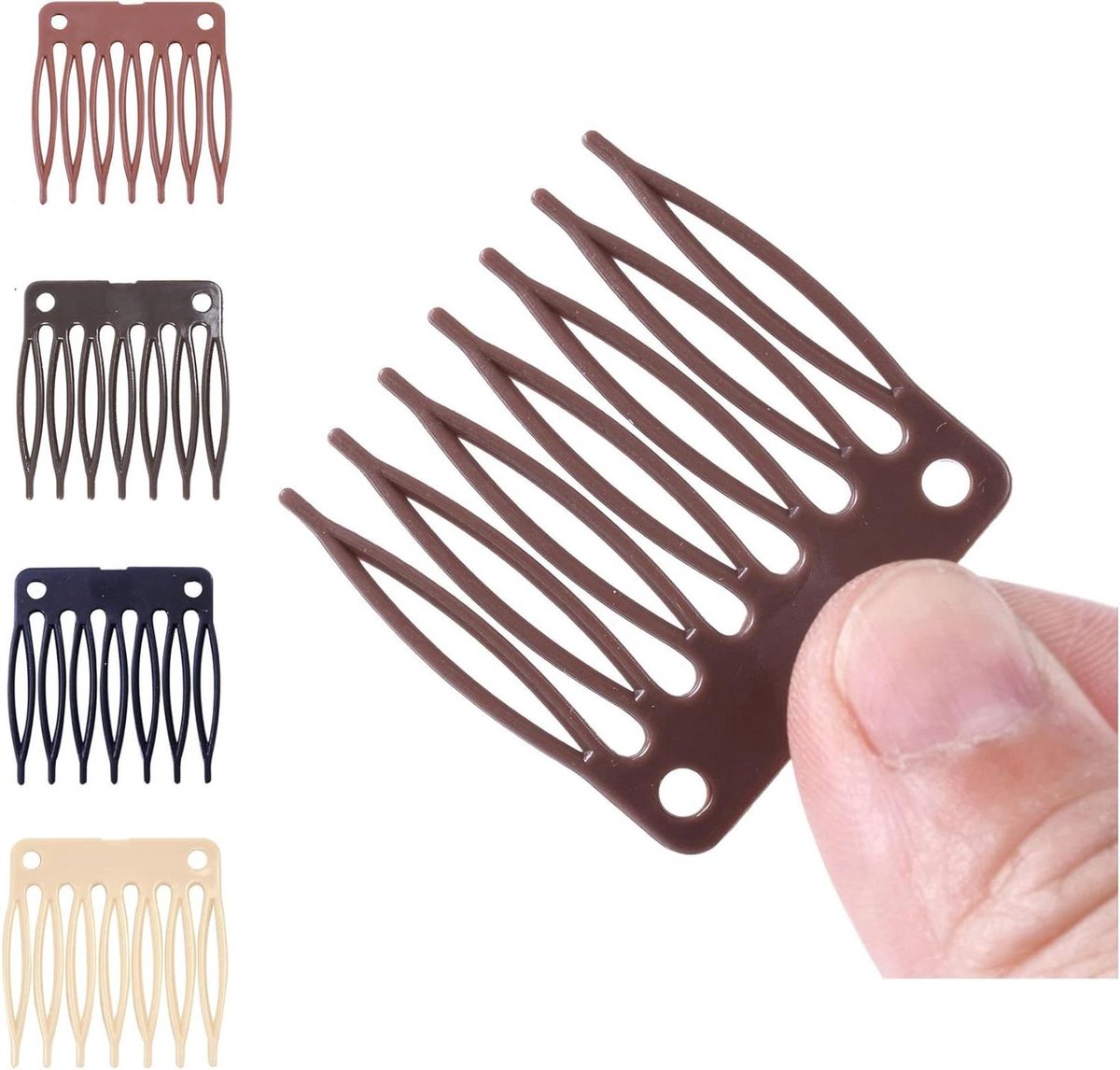 Plastic Haar Kammen - Wig Clips - Wigs Bevestigen - 7 Tanden - 50 Stuks - Bruin