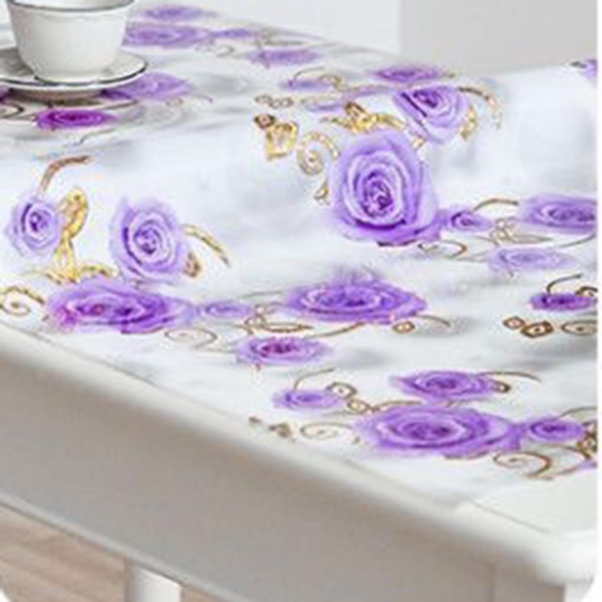 Tafelfolie Bescherming - Tafelbedekking PVC - Tafel Beschermen - Bloemenprint Textuur - 60 x 220 cm - Transparant