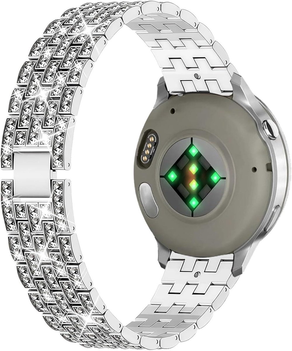 Metalen Horlogeband - Vervangende Band - Dagelijkse Stijl - Met Diamant Inlays - 18 mm - Zilver