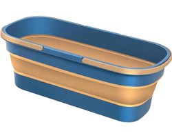 Reinigingsemmer - Dweilbak mand - Efficiënt Schoonmaken - Opvouwbaar met wieltjes - 12 liter capaciteit - Blauw bruin