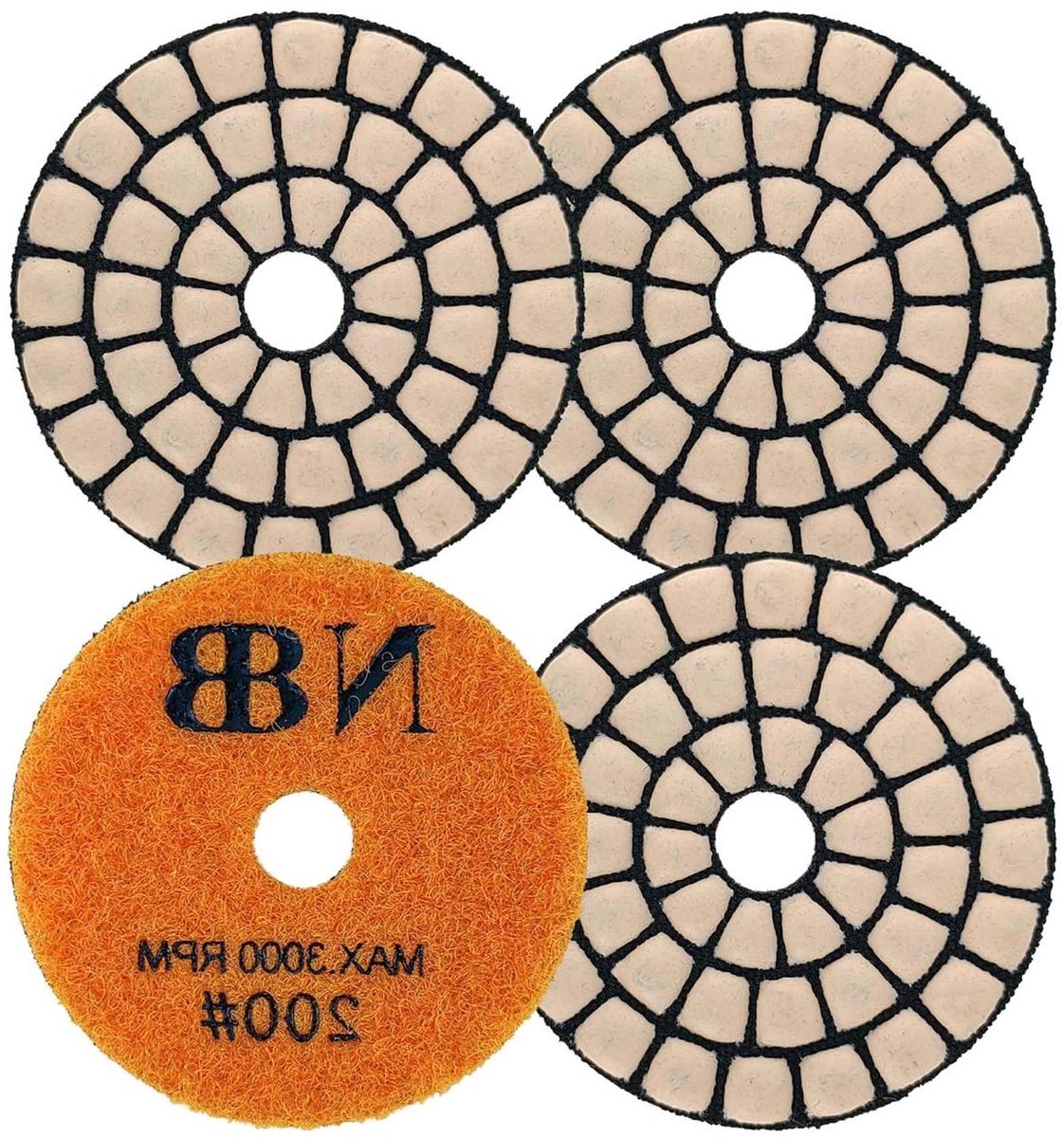 Diamant Polijstpads - Schuurschijven Set - Oppervlakken Afwerken - Droog en Nat Gebruik - 4 Stuks 50mm - Grijs