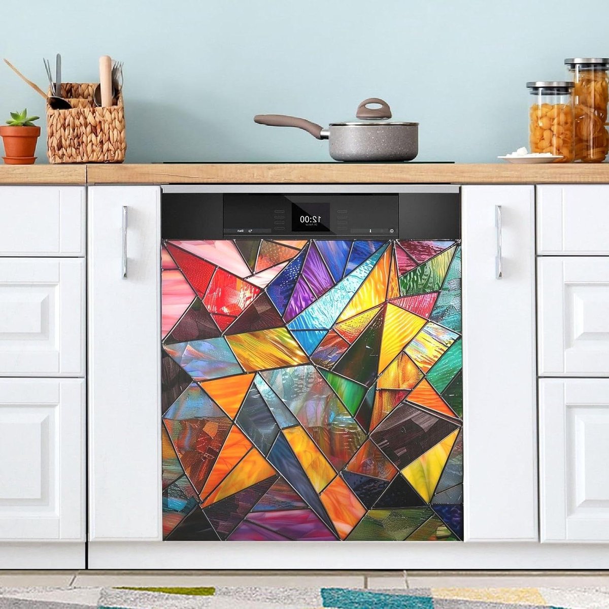 Vaatwasser Decoratie - Keuken Magneet - Keuken Opfrissen - Universele Pasvorm - 66 cm Lengte - Glas in Lood