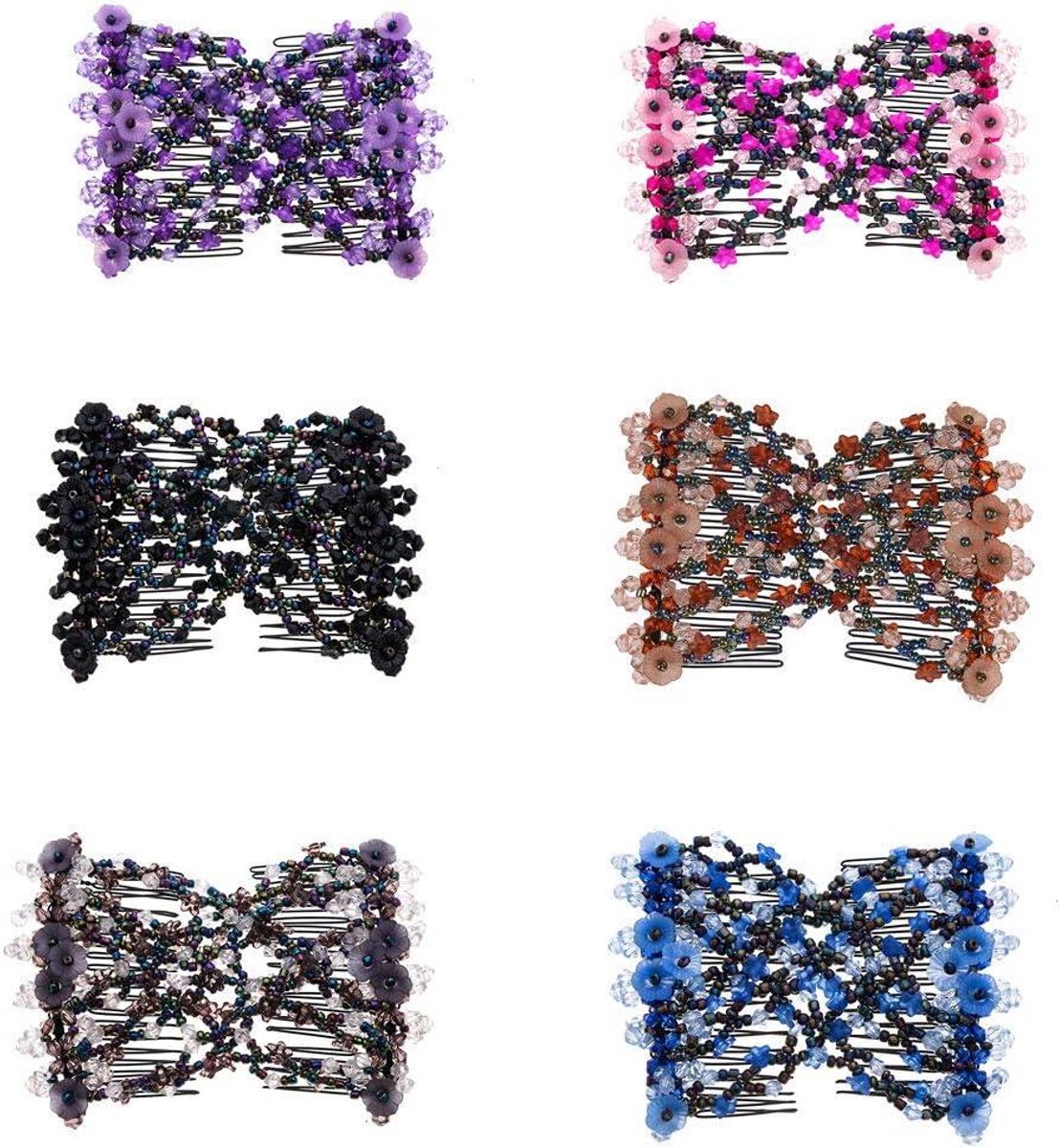 Haarkam Set - Haarsieraden Clips - Haar Styling - Twee Kam Ontwerp - 6 Stuks - Mix Kleur