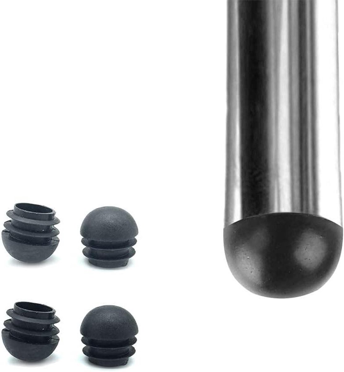 Pijlstoppers Rond - Plastic Doppen - Meubels Beschermen - Anti-Kras - 76 mm - Zwart