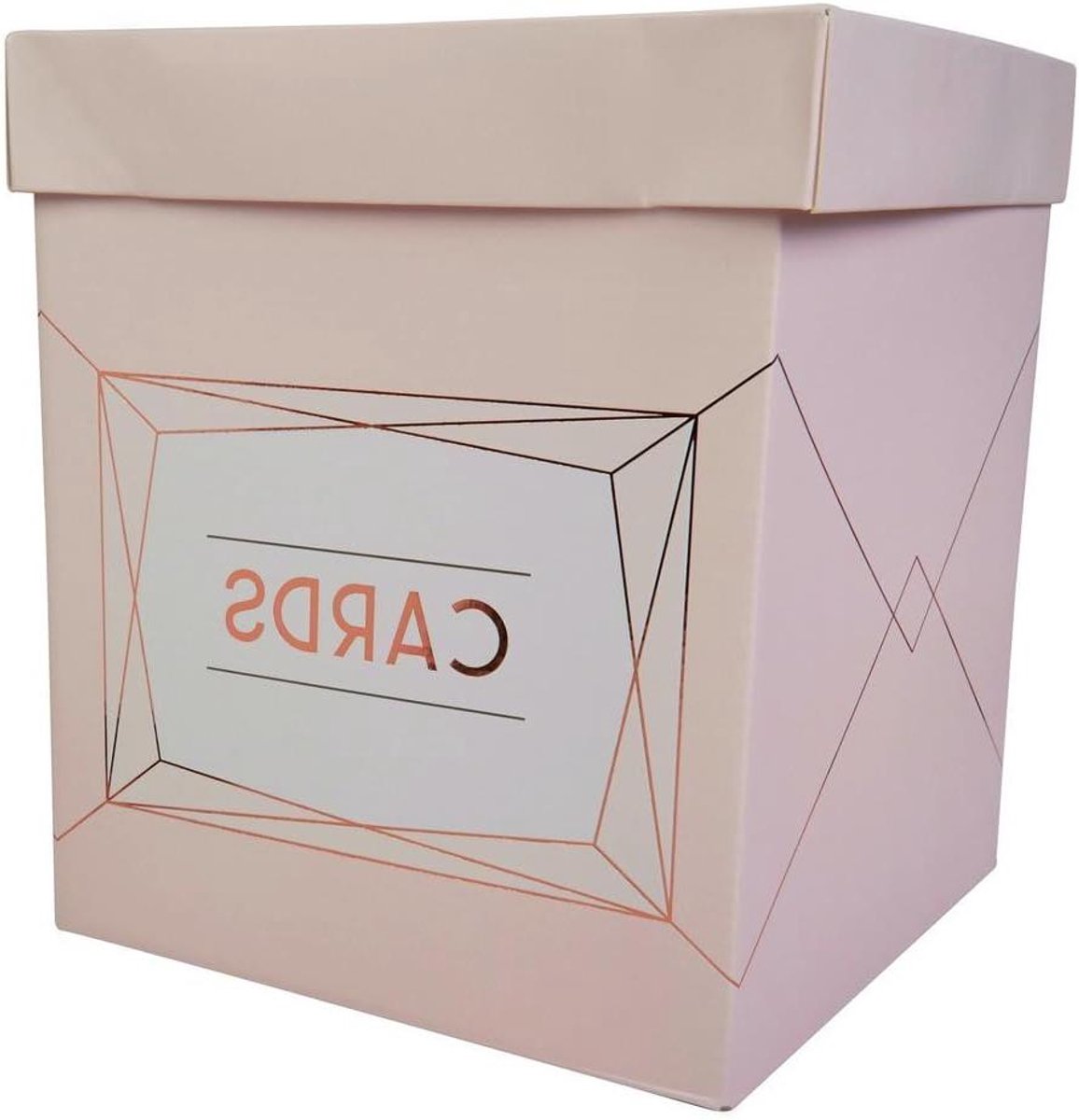 Kaartjes Brievenbus - Trouwdoos - Bruiloft Kaarten - Geometrisch Design - 21 x 25 cm - Roségoud Blush