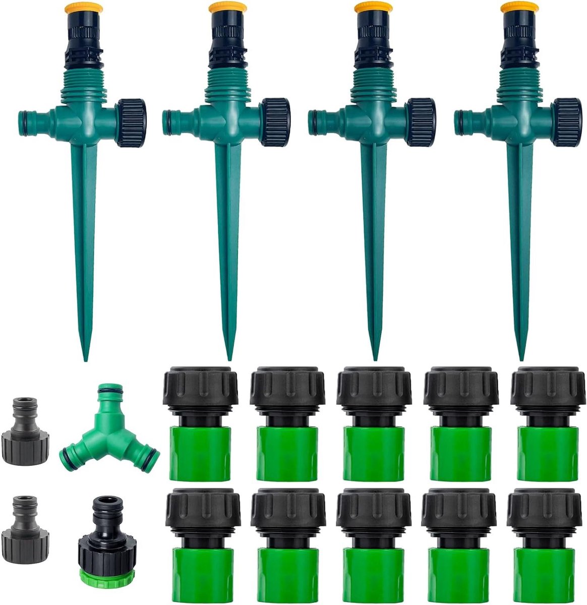 Tuinsproeier Set - Gazonsproeier Sprinkler - Gazon Irrigatie - 360 Graden Draaibaar - 10x5x10 cm - Groen