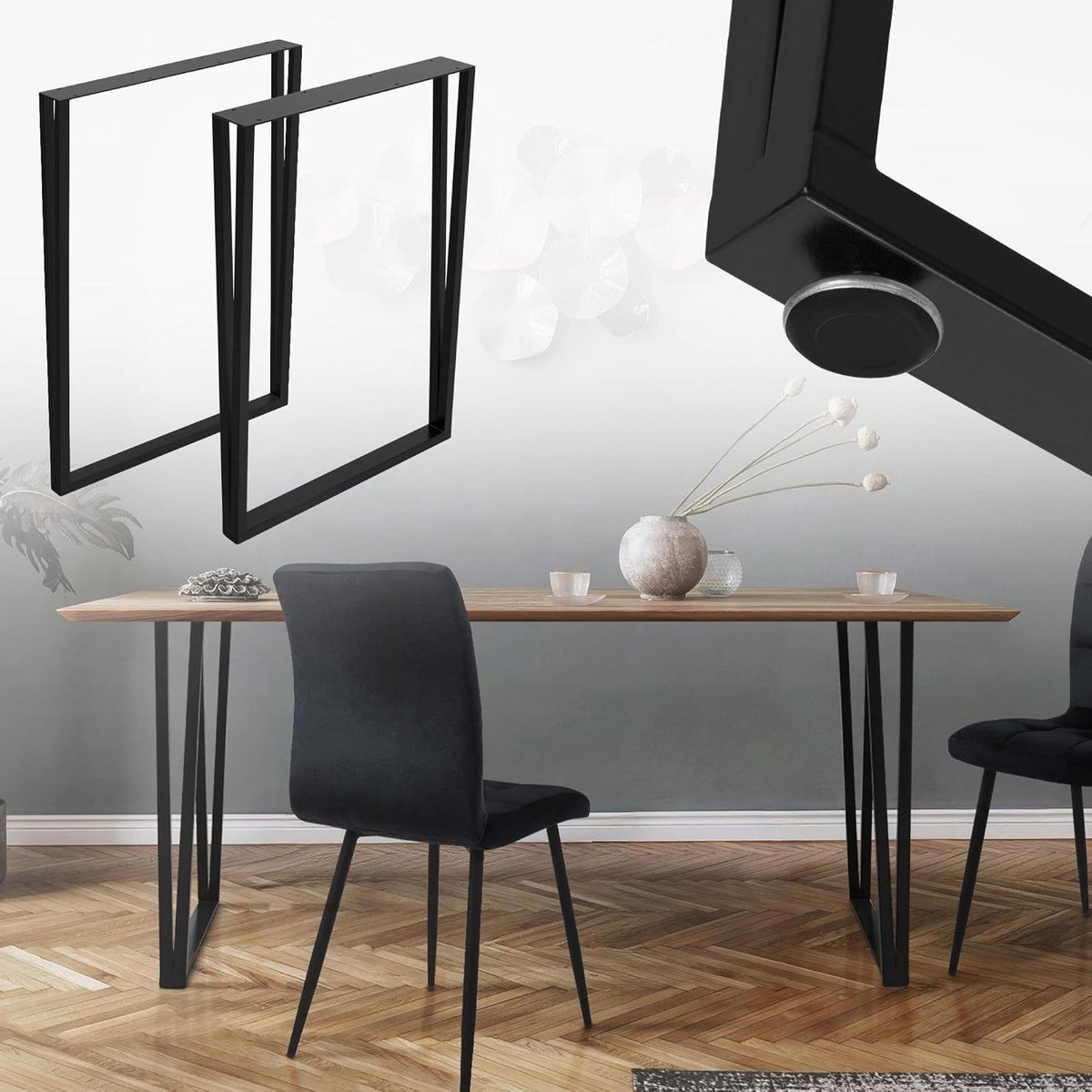 Tafelpoten Set - Onderstellen Rechthoek - DIY Projecten - Gepoedercoat Staal - 50x715cm - Zwart