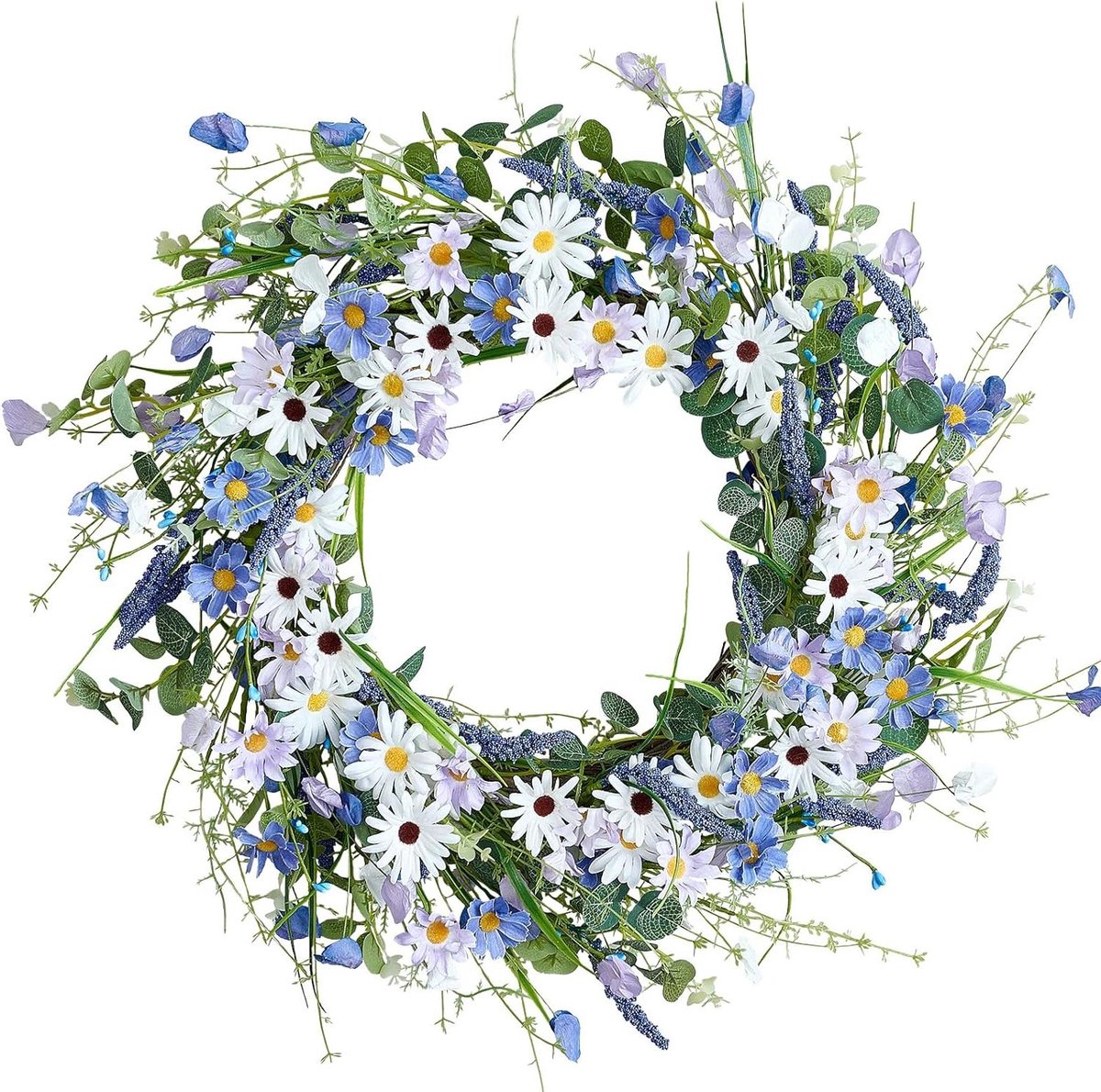 Lente Krans - Kunstbloem Krans - Voordeur Decoratie - Handgemaakt - 24 Inch - Groen