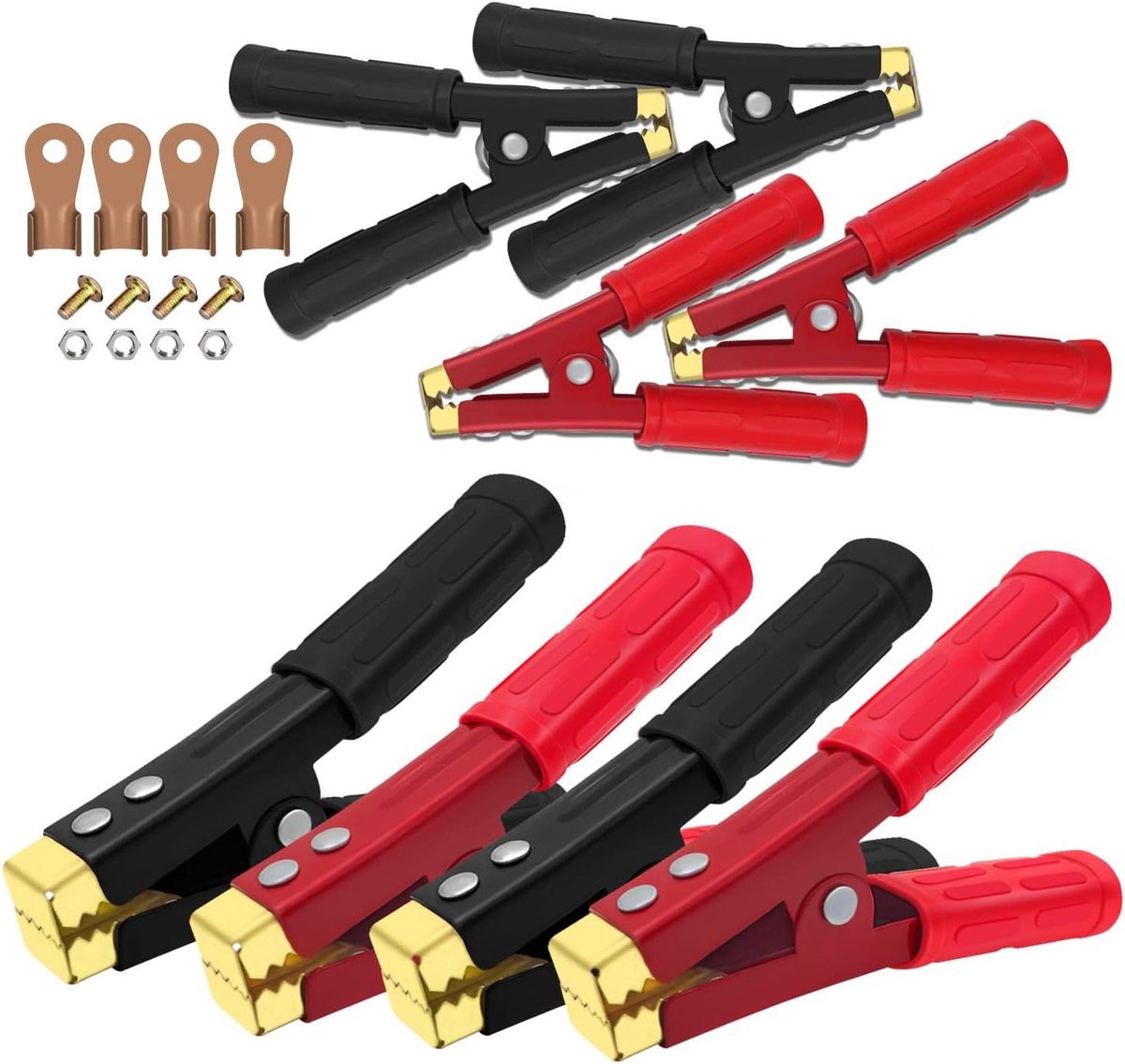 Krokodillenklemmen - Accuklemmen startkabels - Starten voertuigen - 1000A zware uitvoering - 16 cm - Zwart-rood