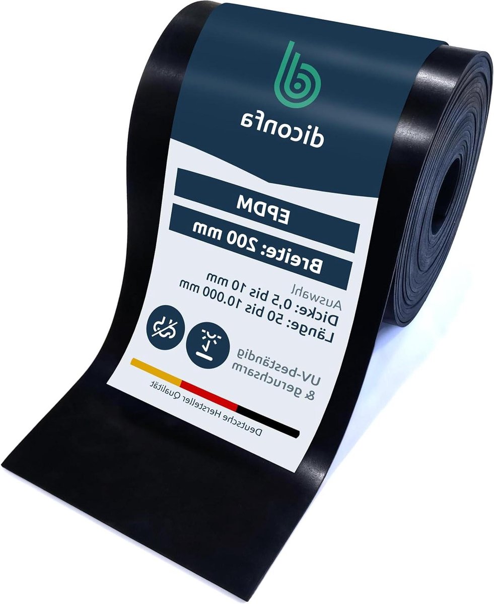 Rubberen Strips EPDM - Rubberen Mat - Afsluiten en Beschermen - Weerbestendig en UV-bestendig - 200 mm Breed - Zwart