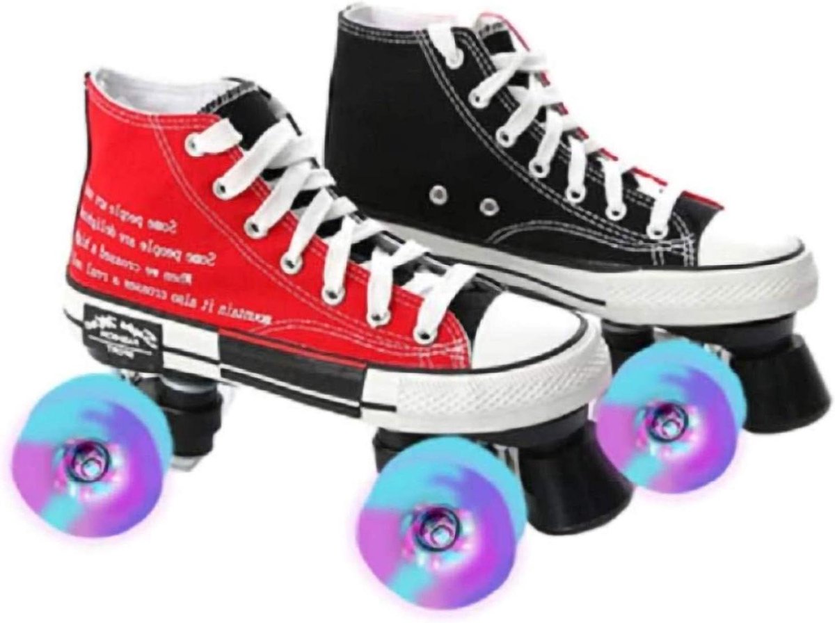 Unisex rolschaatsen verstelbare rolschaatsen met dubbele rij Hoge quad rolschaatsen Lichtgevende rolschoenen Outdoor rolschaatsen Geweldig voor beginners