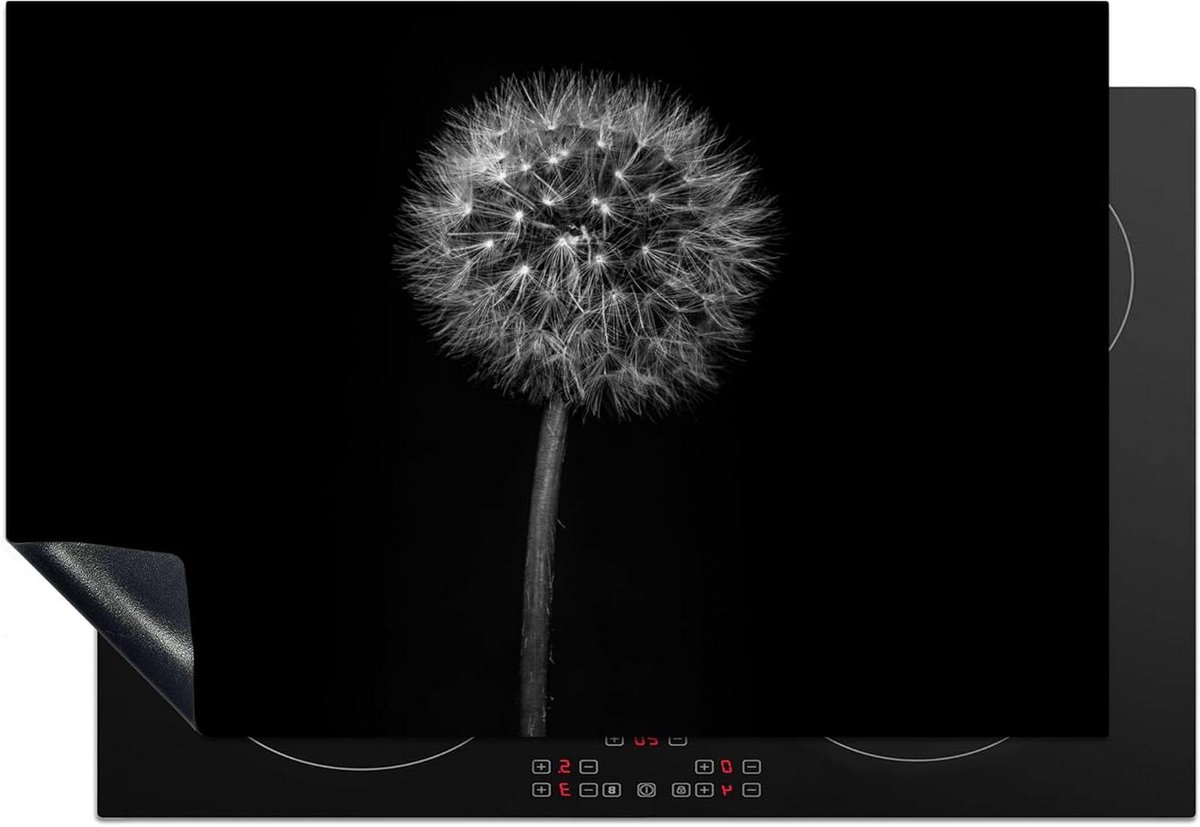 Inductie Beschermer - Kookplaat Decoratie - Extra Werkruimte - Unieke Foto Print - 78x52 cm - Zwart Bloemen