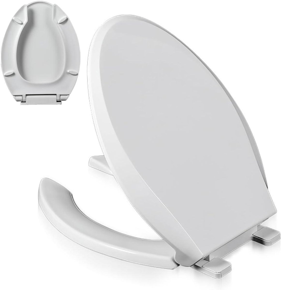 Toiletbril Langwerpig - Toiletdeksel Open - Stil Sluiten - Snelle Reiniging - 47 x 36 cm - Wit