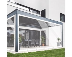 Dekzeil, transparant, 2 x 2,5 m, met ingestanste ringen, 420 g/m², transparant afdekzeil, waterdichte afdekfolie als regen-, wind- en stofbescherming, voor buiten, met touw en kabelbinders