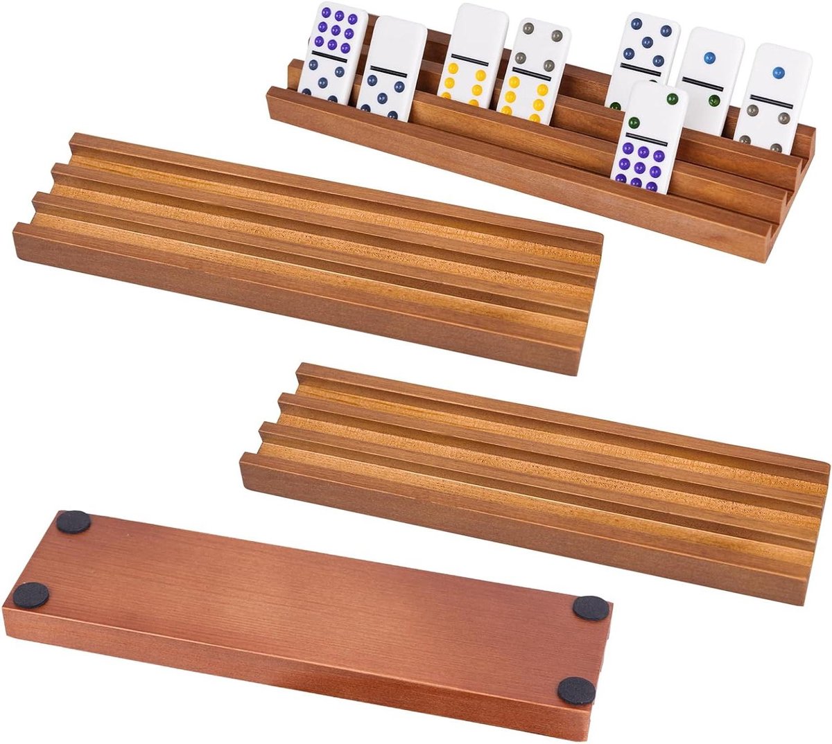 Houten Domino Rekken - Domino Houders Organizer - Spellen Spelen - Set van 4 stuks