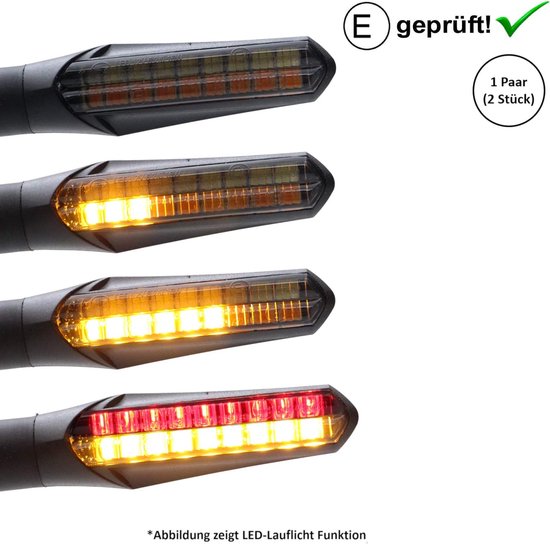 Led Knipperlichten Remlicht - Universele Indicatoren Verlichting - Motor Verkeersveiligheid - Geïntegreerde Remlicht Strip - 2 stuks M8 - Zwart — afbeelding 3
