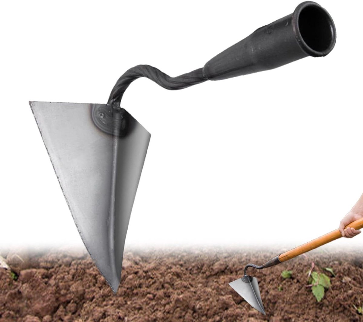 Driehoekige onkruidsteker - Tuinwerktuig Bodem - Onkruid Verwijderen - Ergonomisch Ontwerp - 26.5 cm - Metaal
