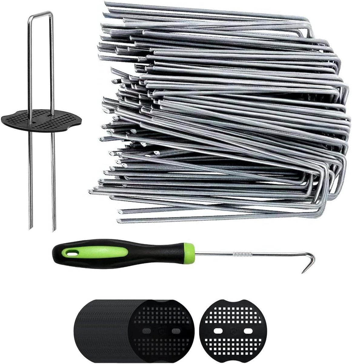 Onkruidmembraanharingen - Landschapsnietjes U-vormig - Tuin Vastzetten - Gegalvaniseerde Roestwerende Coating - 15 cm lengte - Zilver
