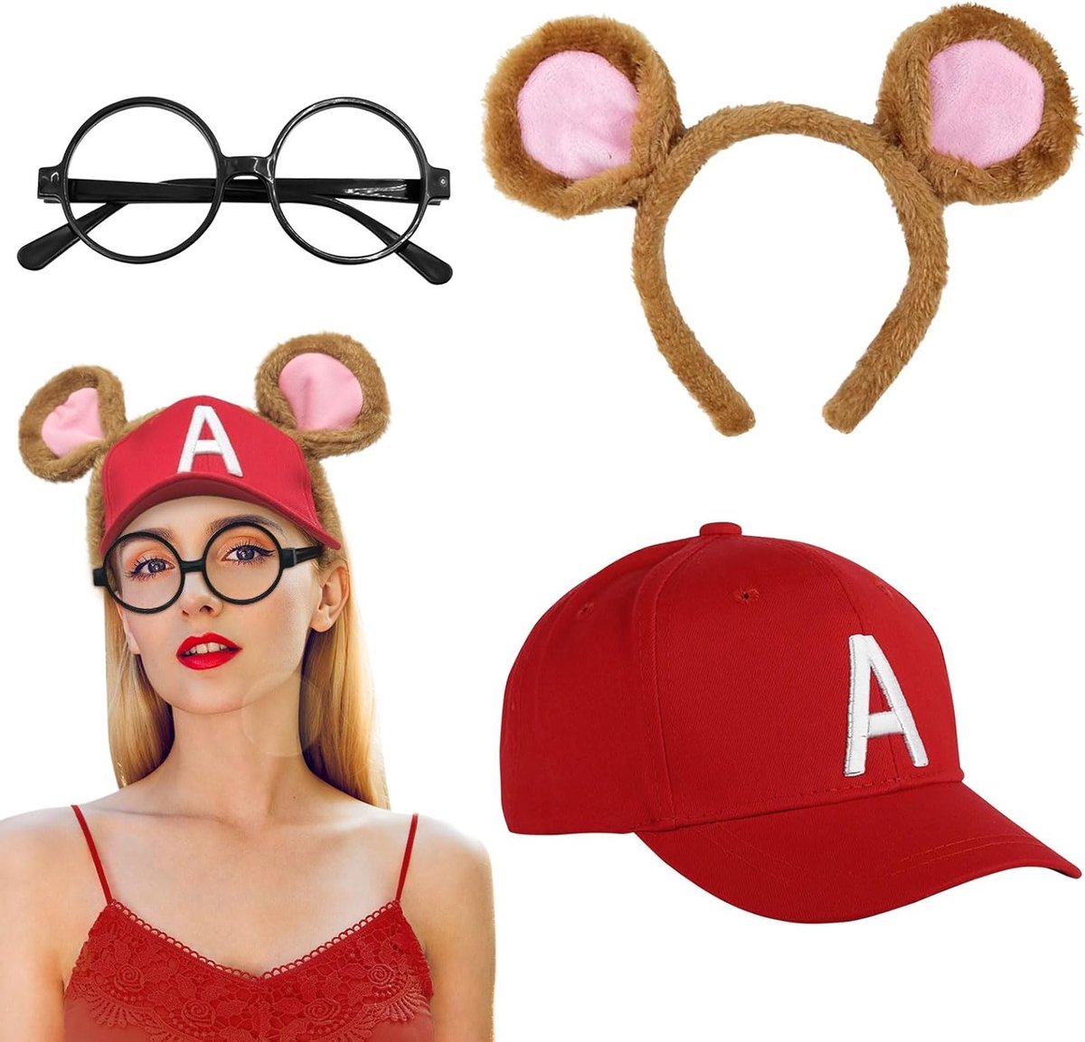 Squirrel Kostuum voor Kinderen - 3-delig Met Rode Hoed - Perfect voor Verjaardagsfeest, Halloween en Cosplay