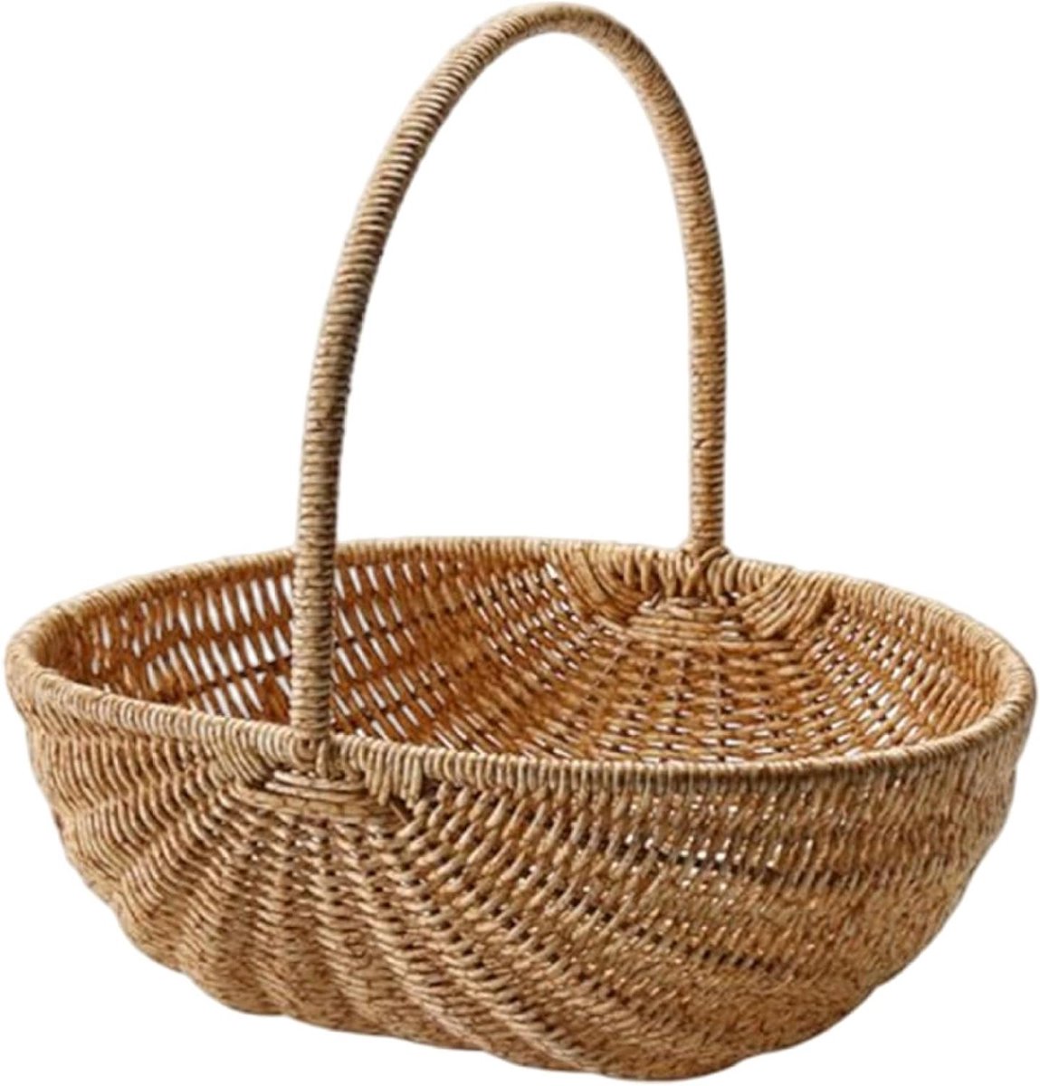 Oogstmand - Rieten mand - Fruit verzamelen - Met handvat - 26 x 20 x 12 cm - Bruin