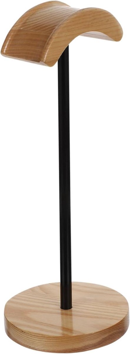 Houten Headset Standaard - Koptelefoonhouder - Bureau Organisatie - Massief Hout - 28 x 24.5 cm - Houtkleur