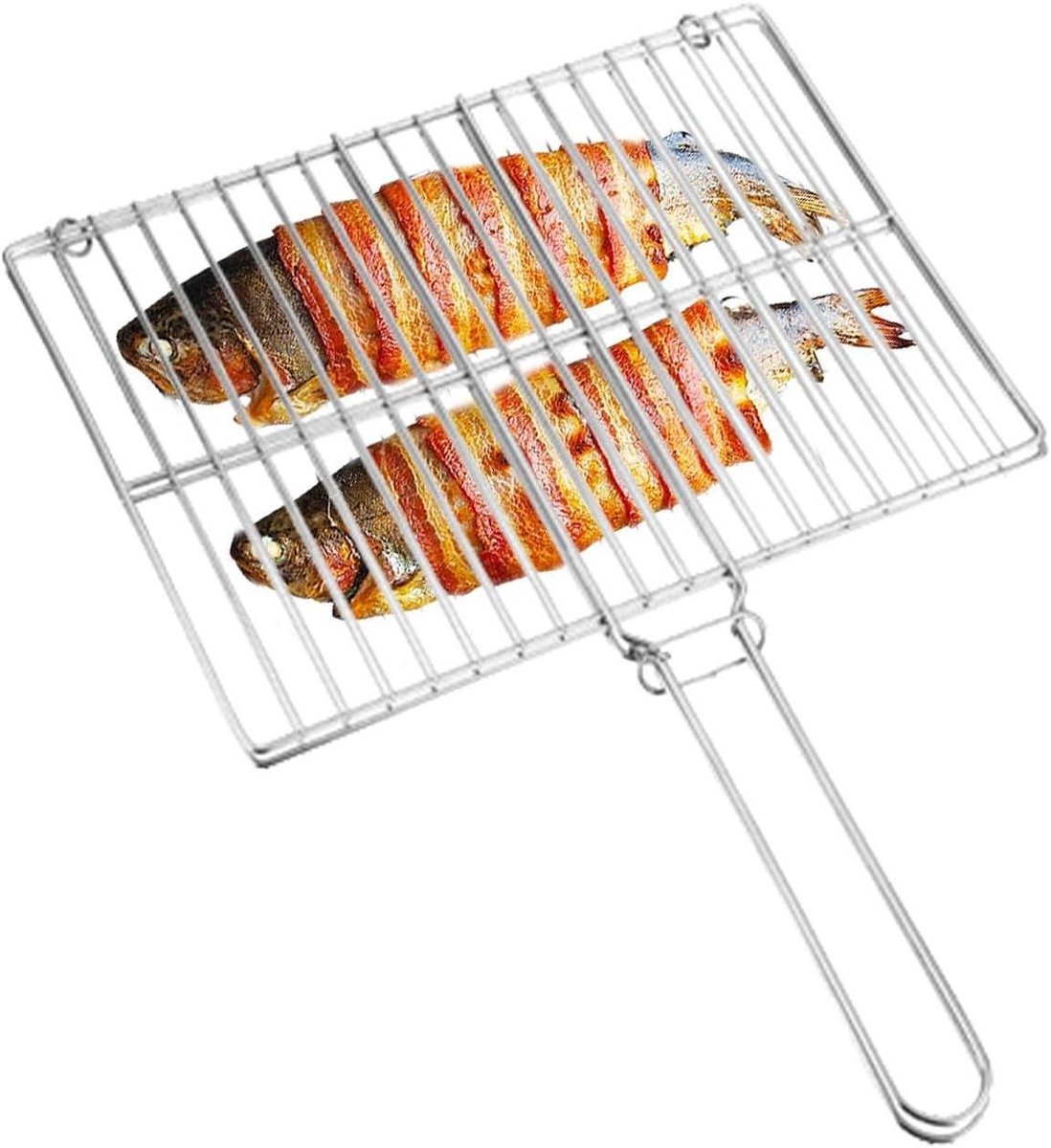 Grillmand Vis - Grillrek - Buiten Koken - Verhoogde Stabiliteit - 41 x 346 cm - Metaal