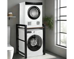 wasmachine en droger boven elkaar, wasmachine-onderstel, opbergrek boven de wasmachine, wasmachinekast, draagvermogen 350 kg, opbergrek voor bijkeuken (zwart, 75 x 65 x 105 cm)